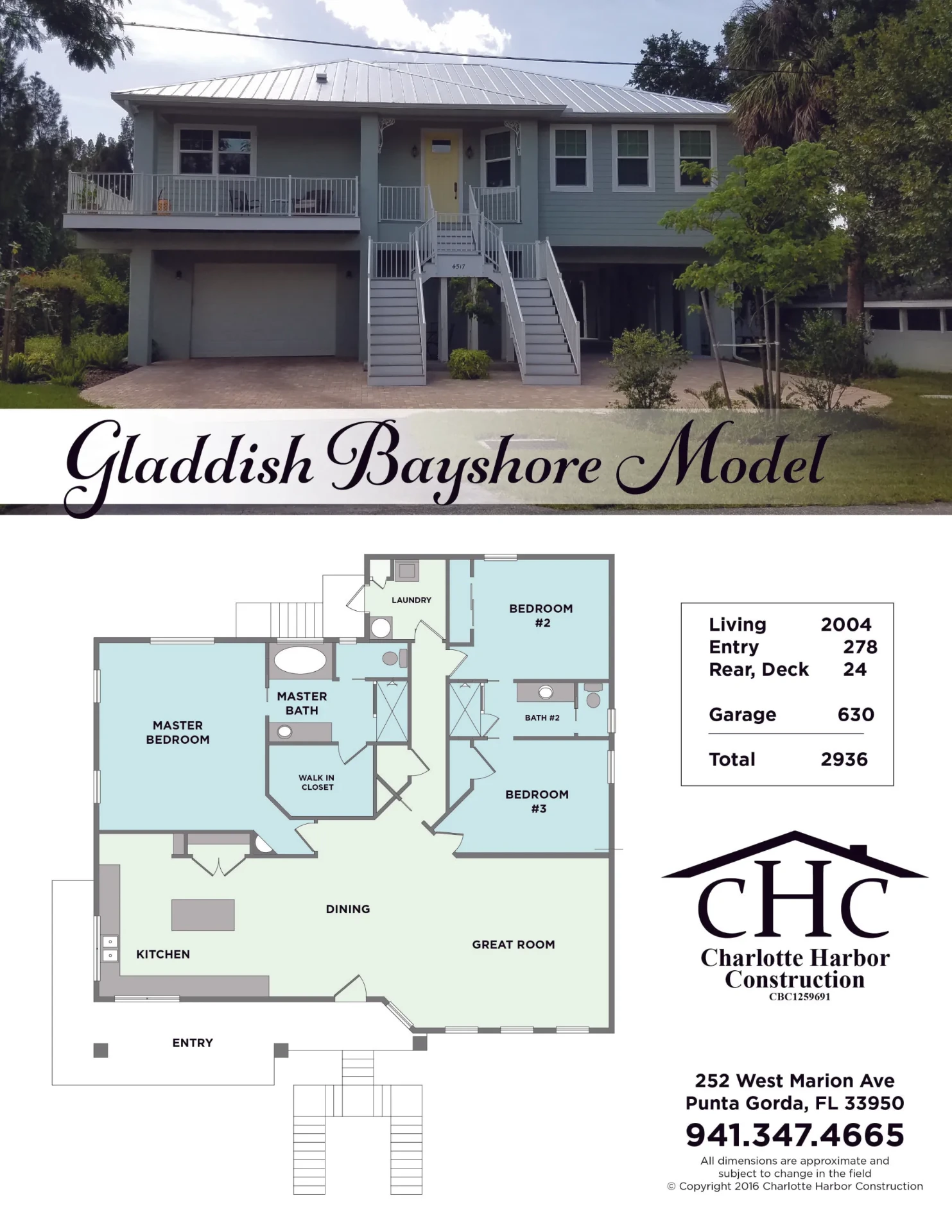 Gladdish Bayshore model floor plan and elevation