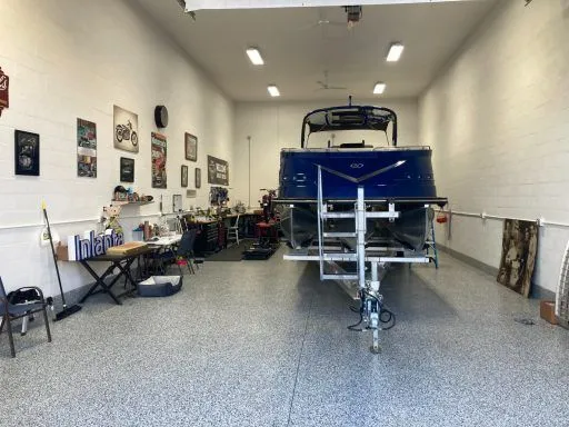 Garage condo with boat storage and workshop