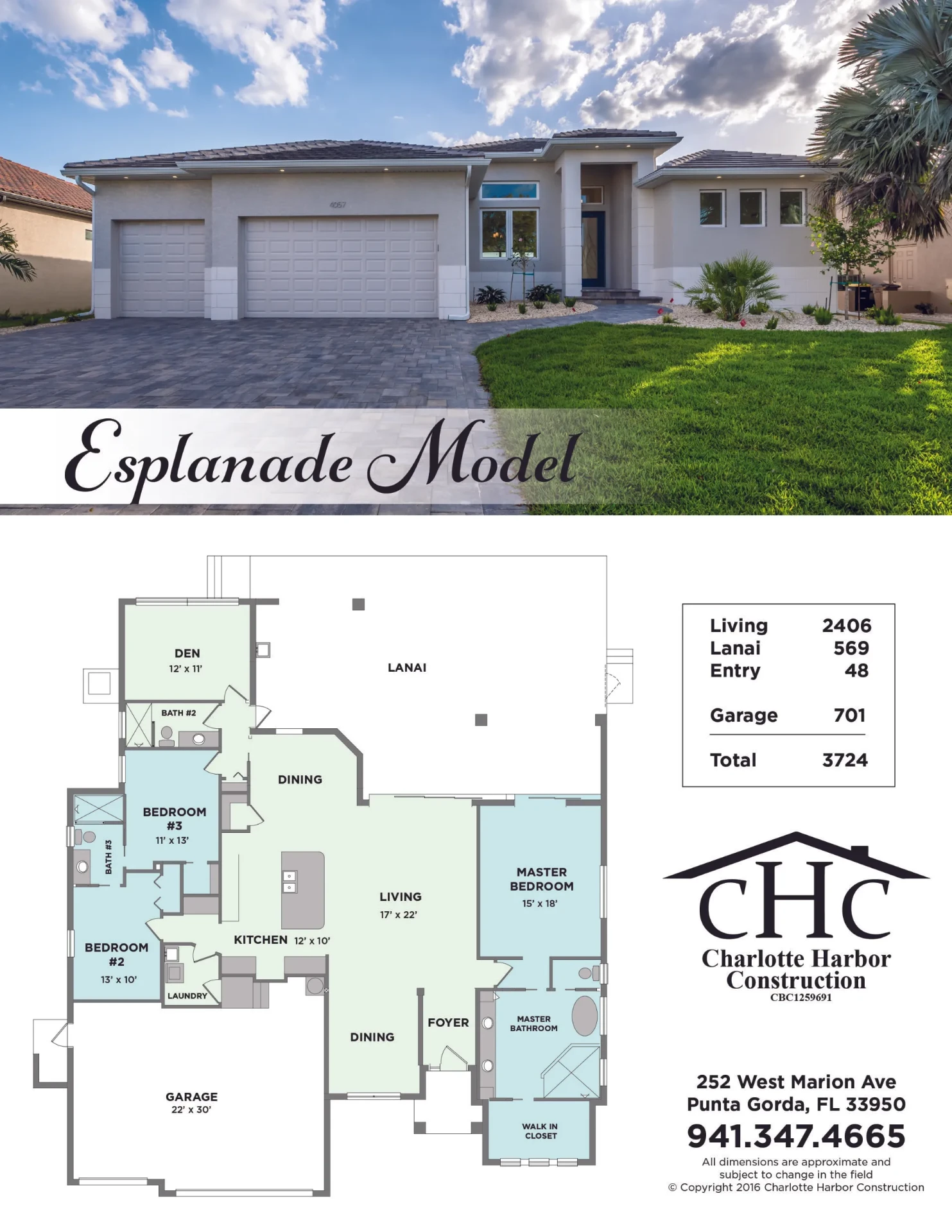 Esplanade model floor plan and elevation