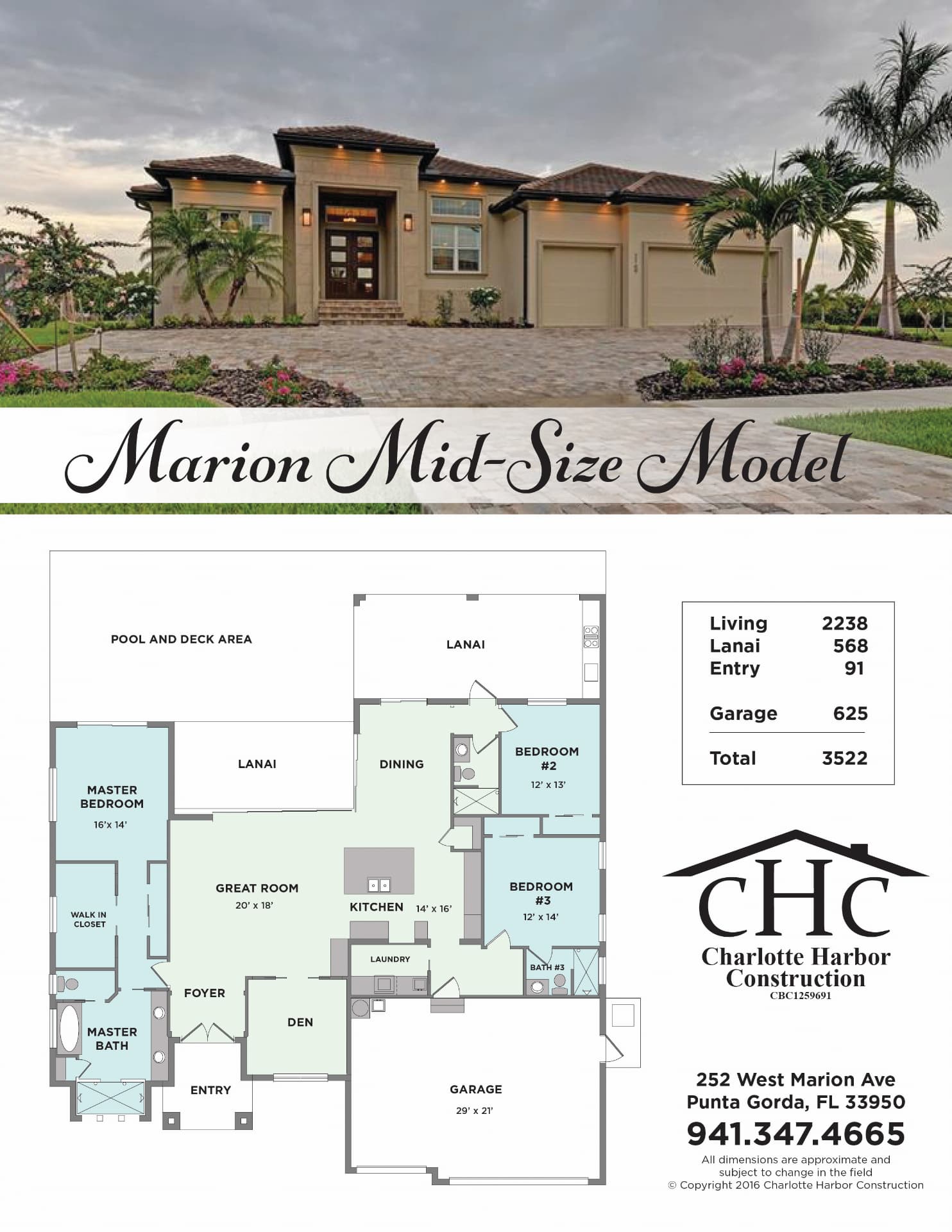 Marion Mid-Size model floor plan and elevation