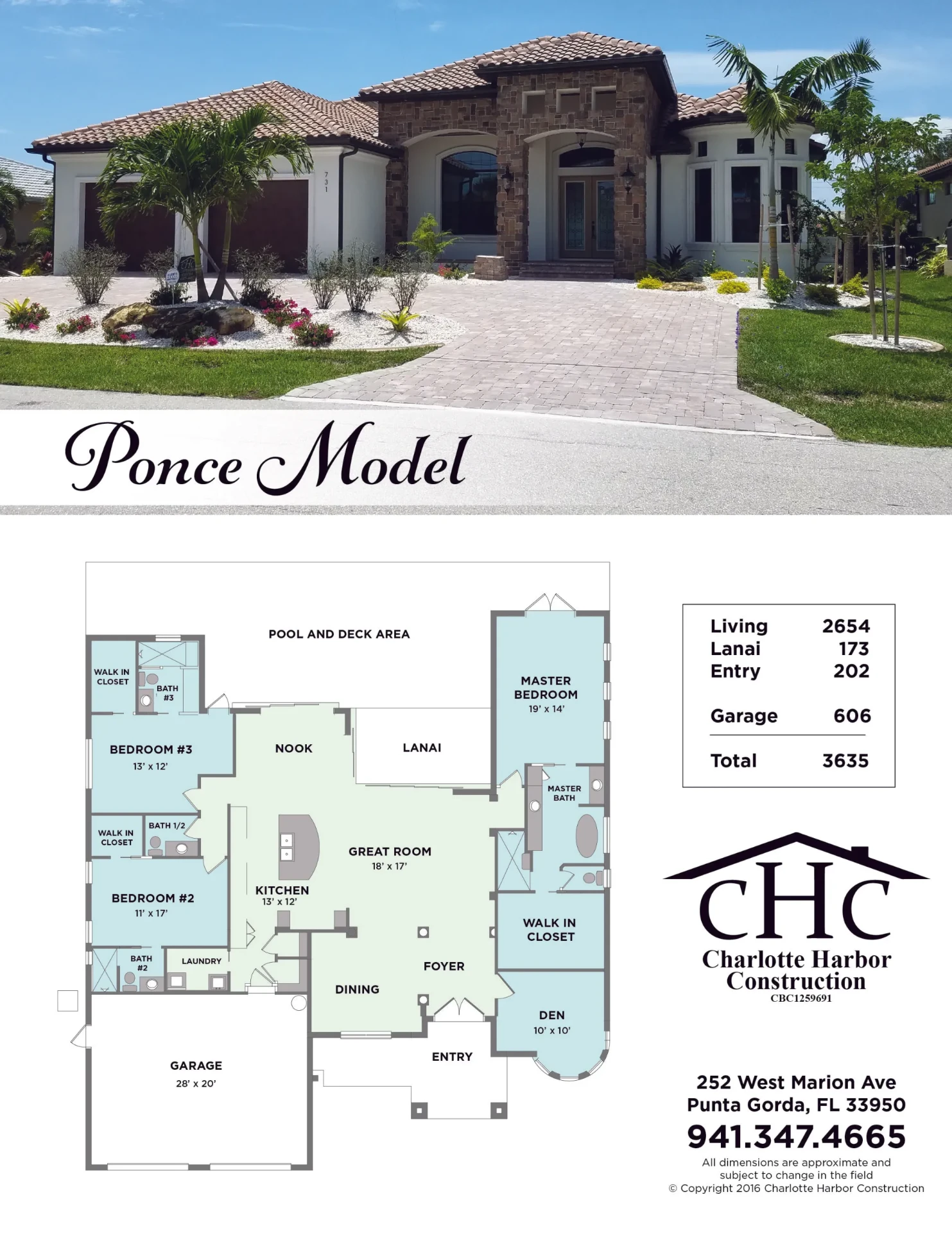 Ponce model floor plan and elevation