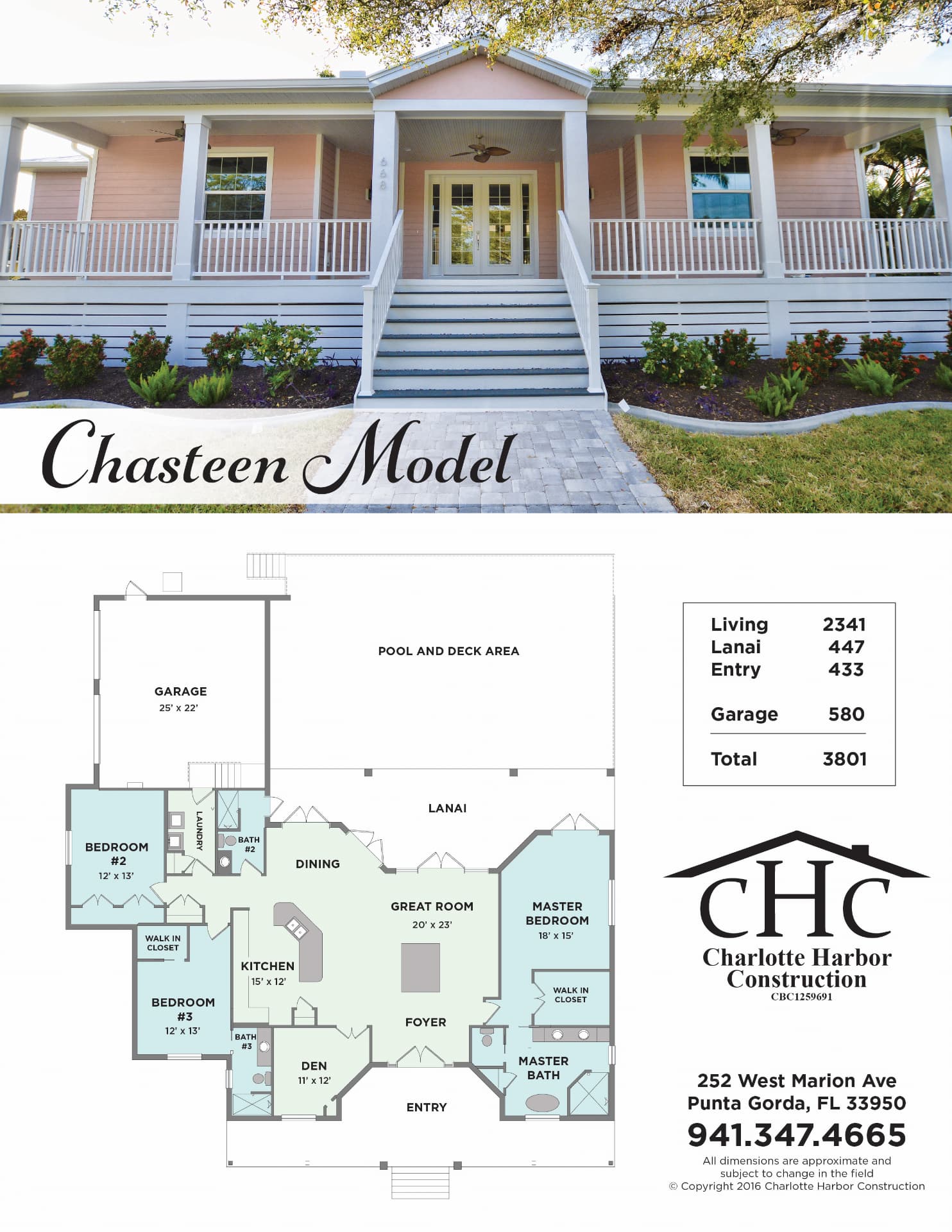 Chasteen model floor plan and elevation