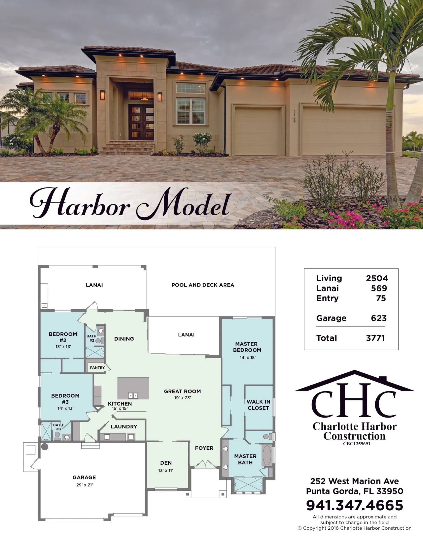 Harbor model floor plan and elevation