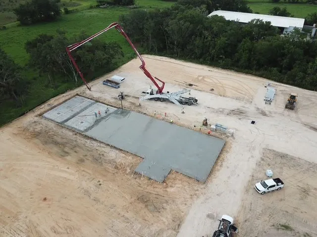 Aerial view of commercial slab pour