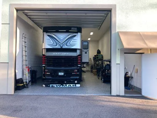 RV garage condo bay with motorhome